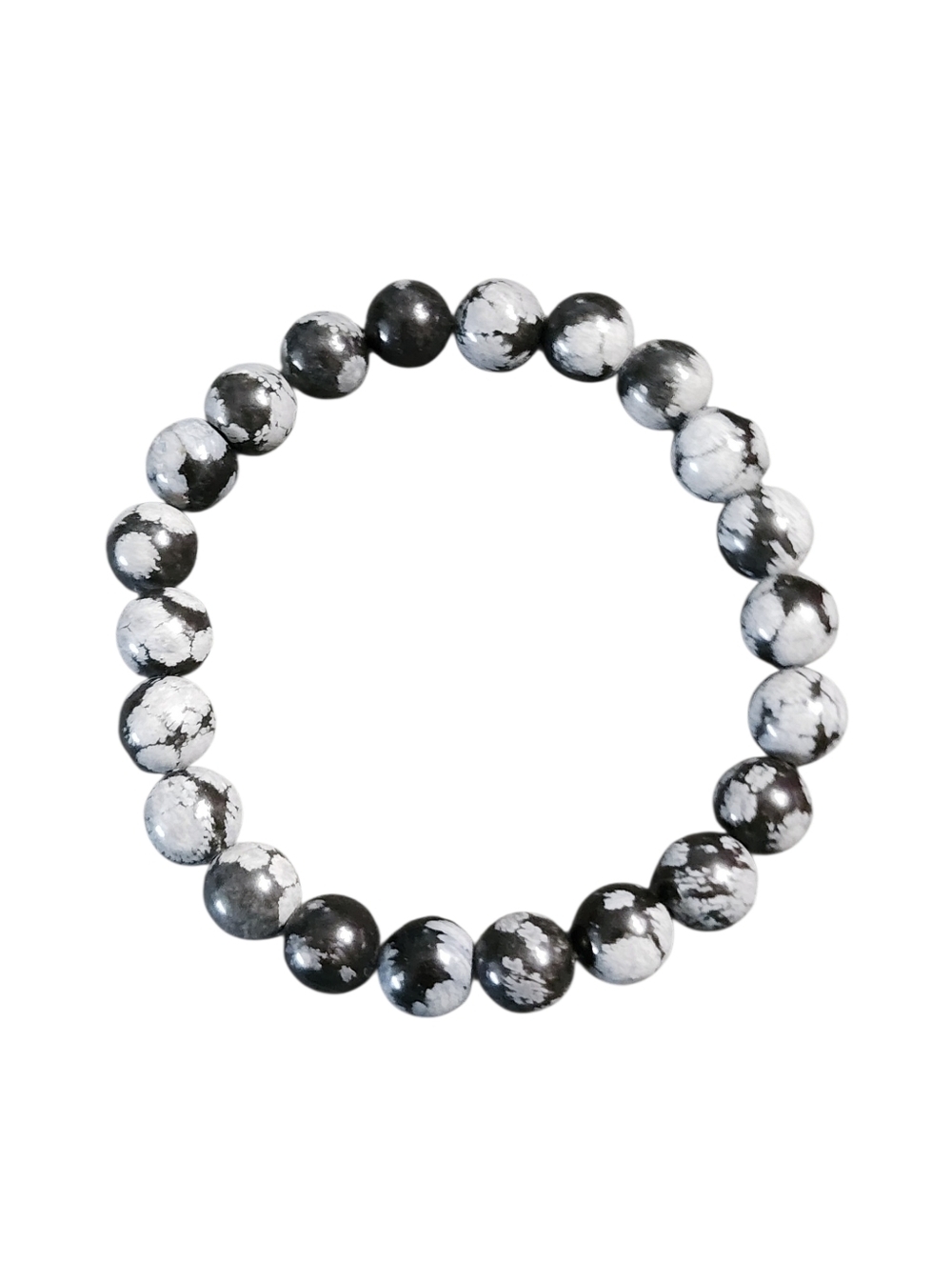 Snowflake Obsidian Beaded Stretch Bracelet 8mm